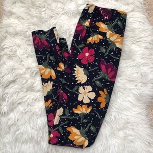 LuLaRoe colorful floral and polka dot leggings